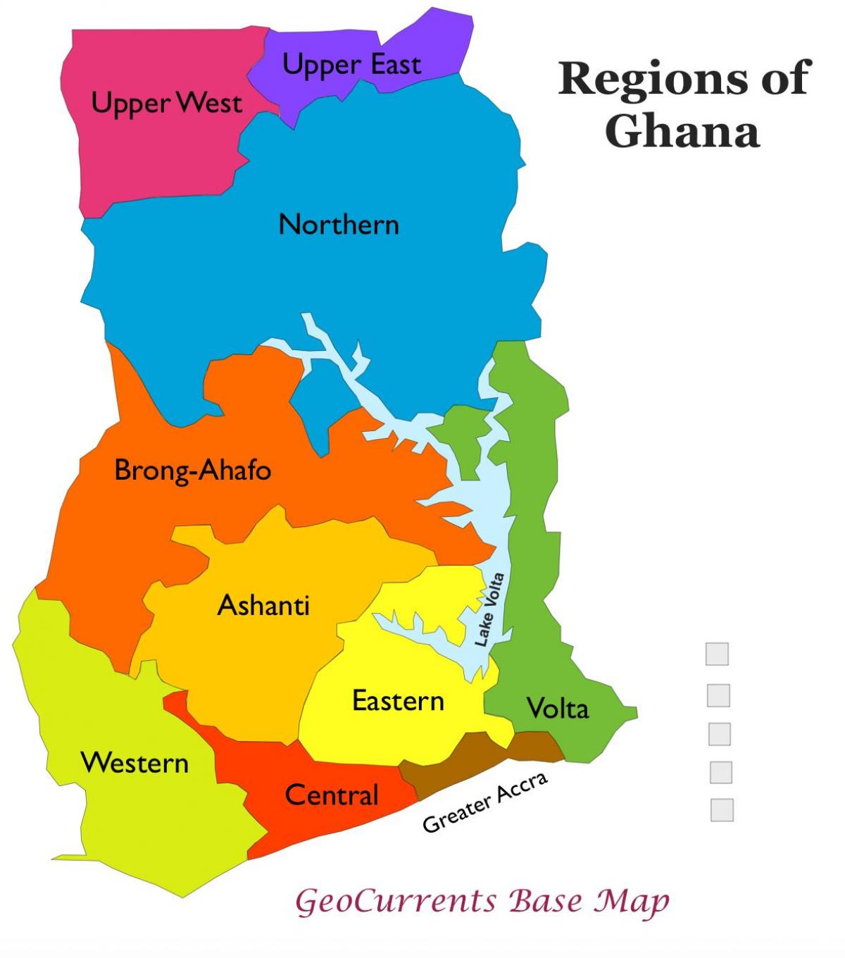 mapa de gana, mostrando regiões