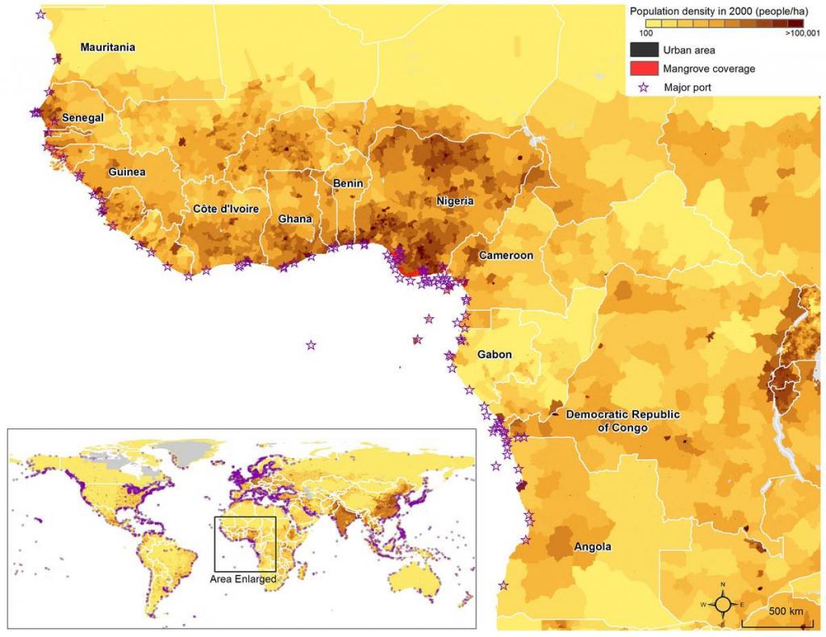 gana densidade populacional mapa