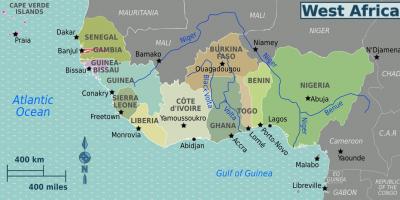 Mapa de gana, áfrica ocidental